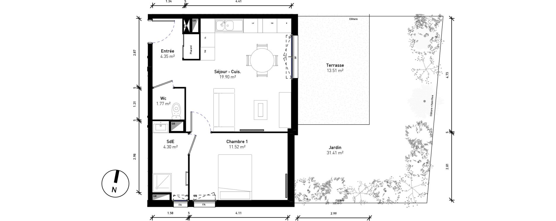 Appartement T2 de 41,84 m2 &agrave; Bussy-Saint-Georges Sycomore