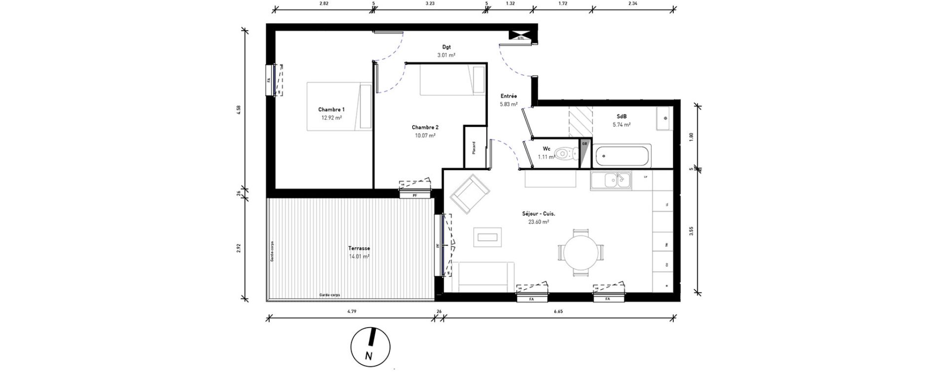 Appartement T3 de 62,28 m2 &agrave; Bussy-Saint-Georges Sycomore