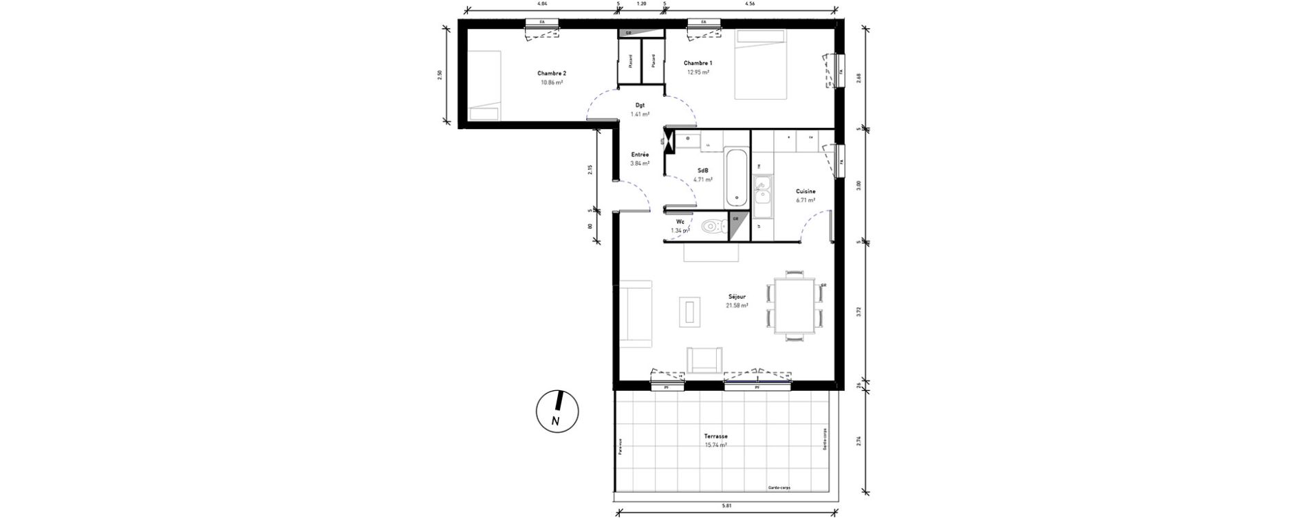 Appartement T3 de 63,42 m2 &agrave; Bussy-Saint-Georges Sycomore