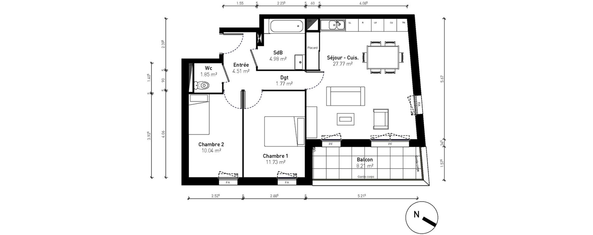 Appartement T3 de 62,65 m2 &agrave; Bussy-Saint-Georges Sycomore