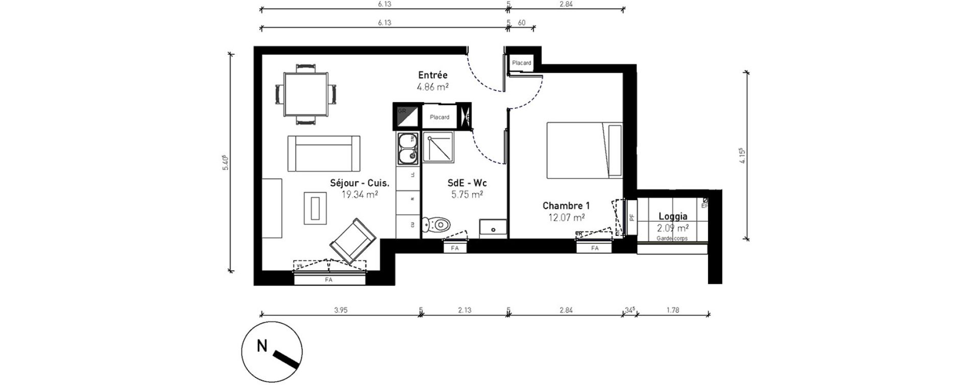 Appartement T2 de 42,03 m2 &agrave; Bussy-Saint-Georges Sycomore