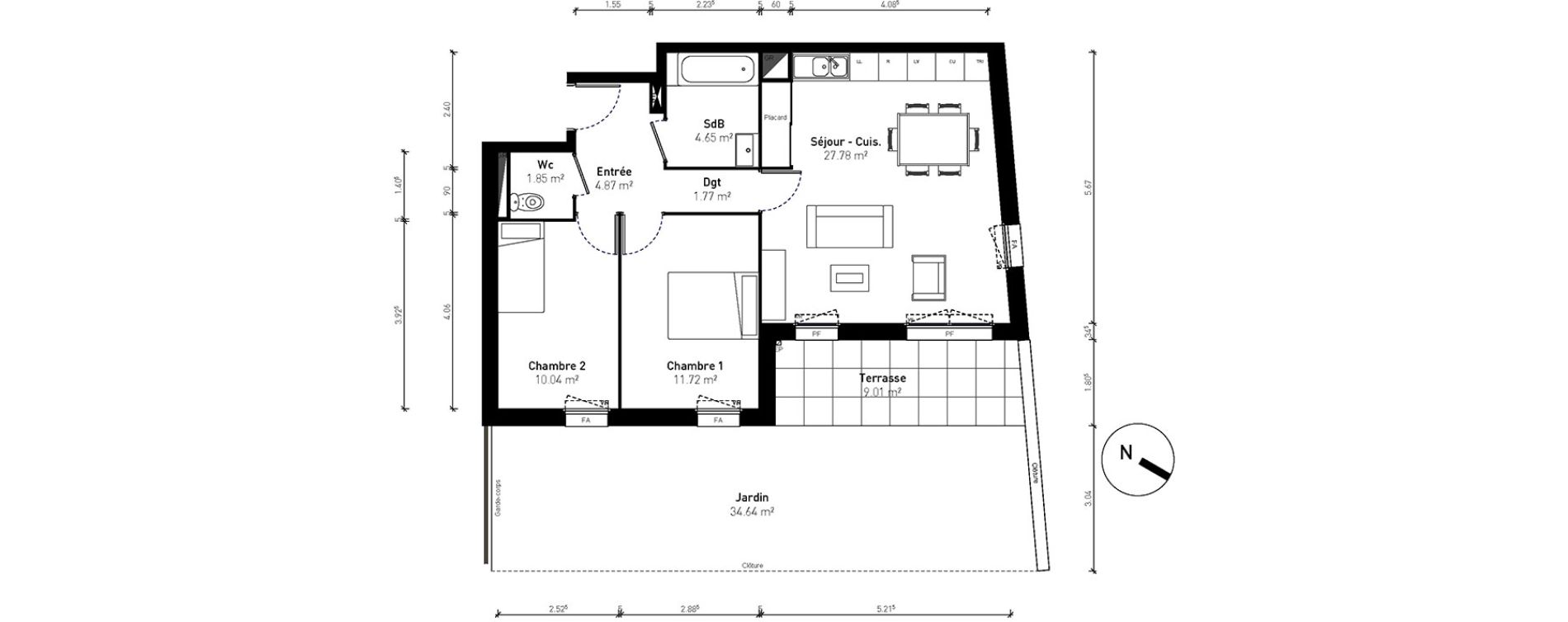 Appartement T3 de 62,67 m2 &agrave; Bussy-Saint-Georges Sycomore