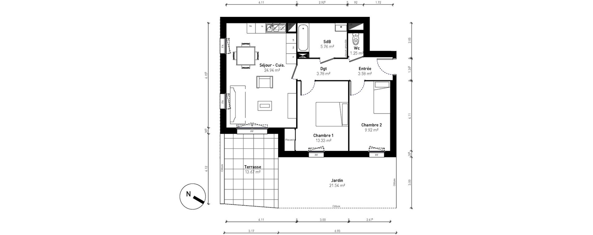 Appartement T3 de 62,56 m2 &agrave; Bussy-Saint-Georges Sycomore