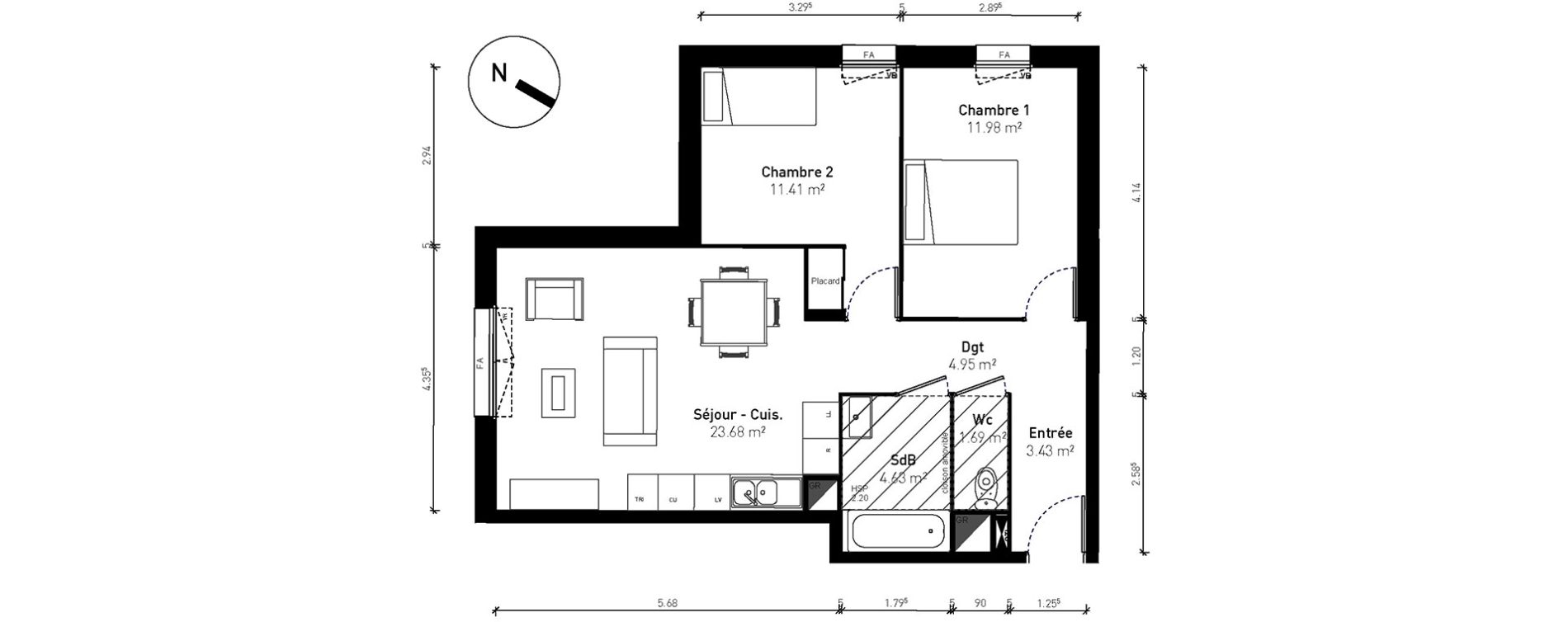 Appartement T3 de 61,78 m2 &agrave; Bussy-Saint-Georges Sycomore