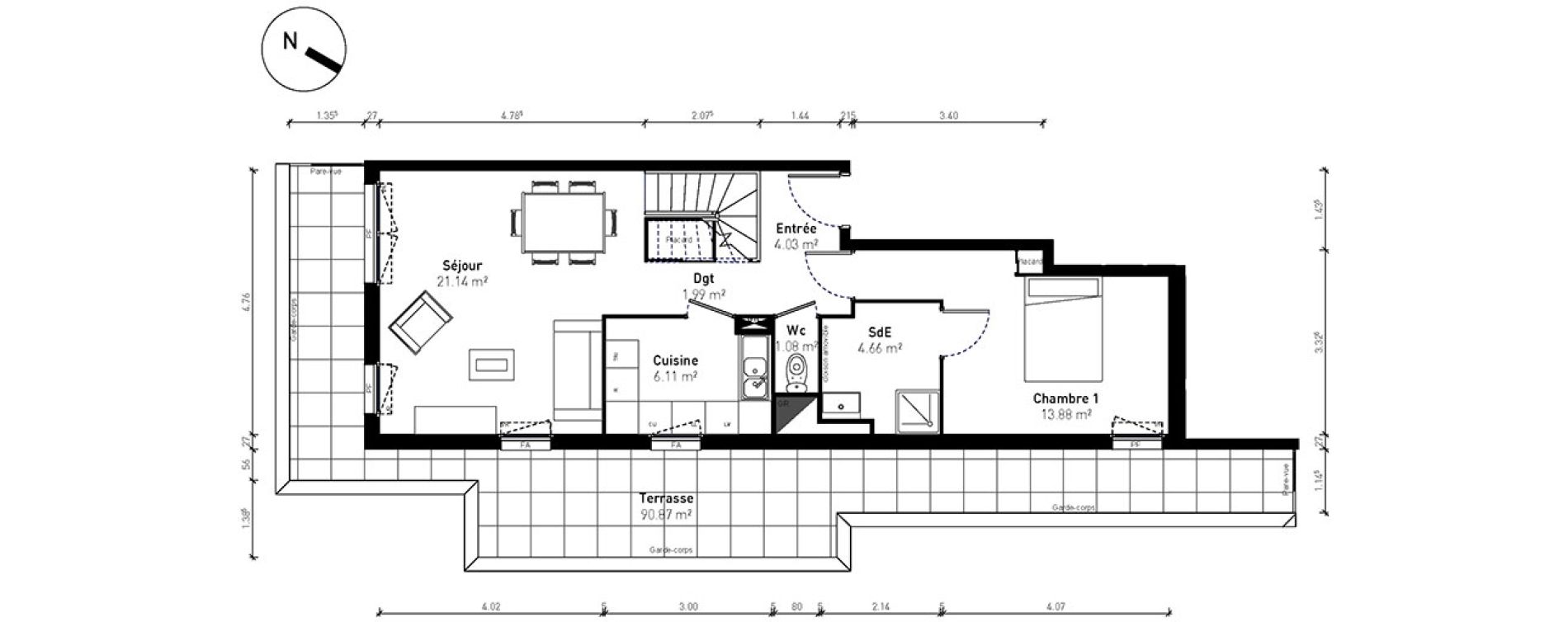 Appartement T4 de 84,64 m2 &agrave; Bussy-Saint-Georges Sycomore