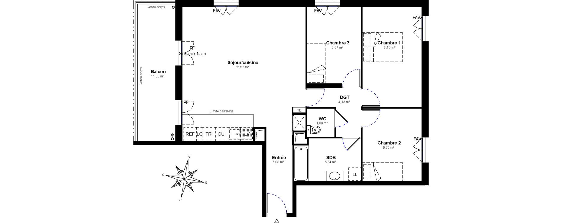 Appartement T4 de 85,65 m2 &agrave; Bussy-Saint-Georges Bussy st georges