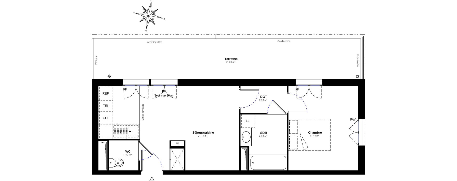 Appartement T2 de 42,21 m2 &agrave; Bussy-Saint-Georges Bussy st georges