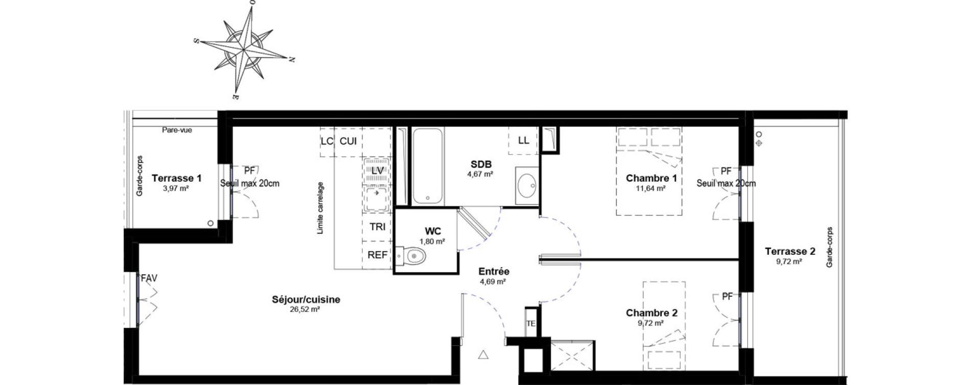 Appartement T3 de 59,04 m2 &agrave; Bussy-Saint-Georges Bussy st georges