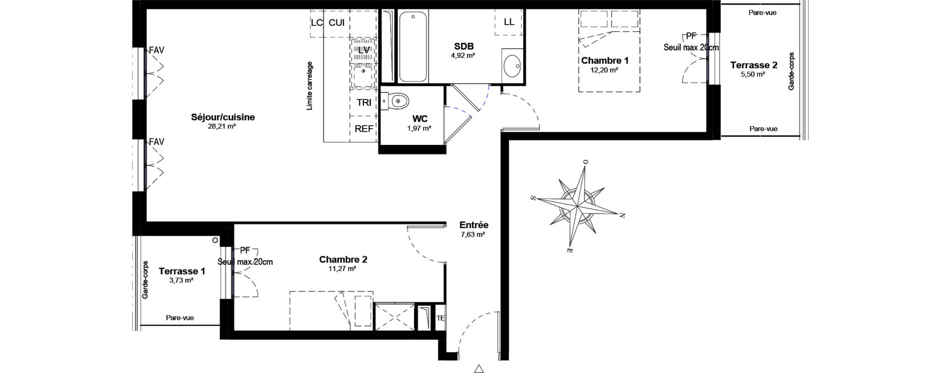 Appartement T3 de 66,20 m2 &agrave; Bussy-Saint-Georges Bussy st georges