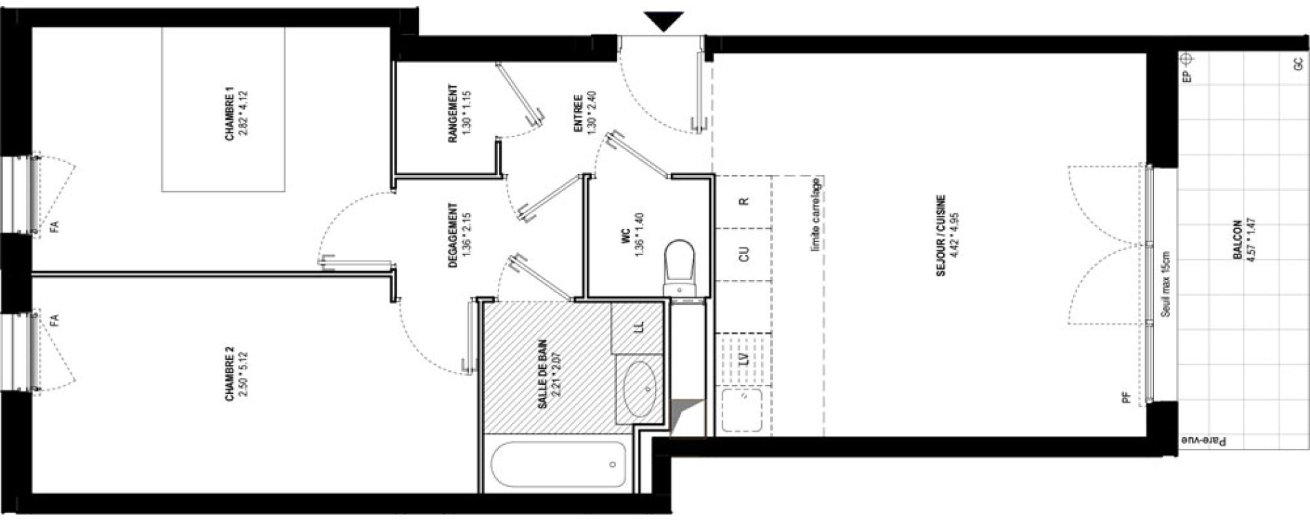 Appartement T3 de 59,83 m2 &agrave; Bussy-Saint-Georges Bussy st georges