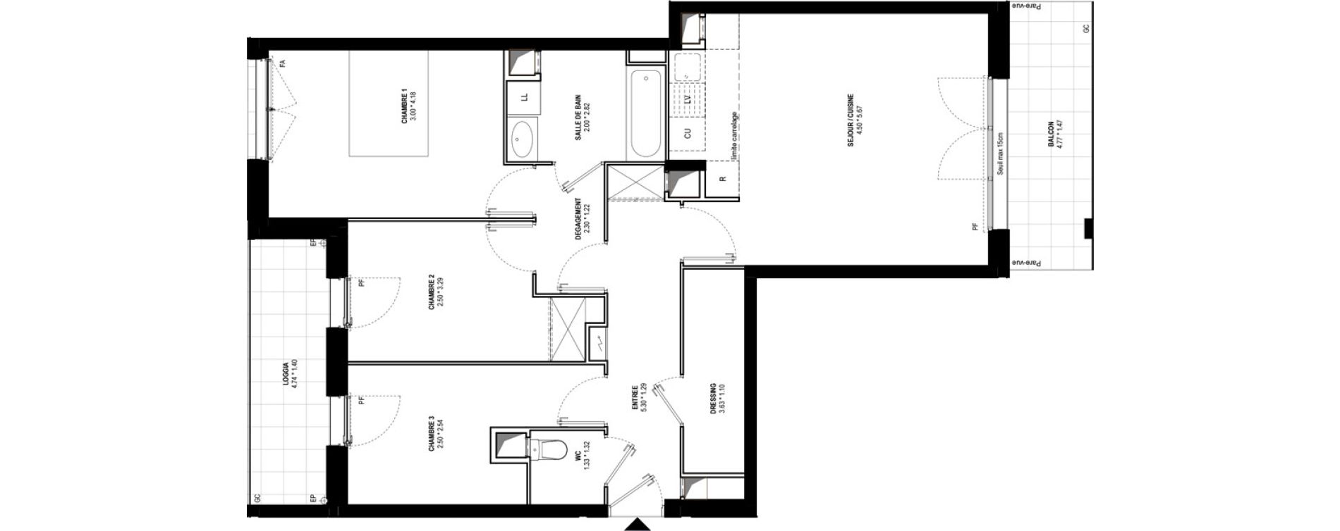 Appartement T4 de 77,19 m2 &agrave; Bussy-Saint-Georges Bussy st georges
