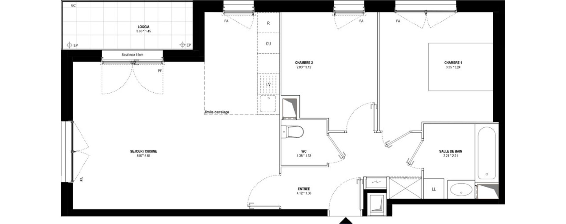Appartement T3 de 63,07 m2 &agrave; Bussy-Saint-Georges Bussy st georges
