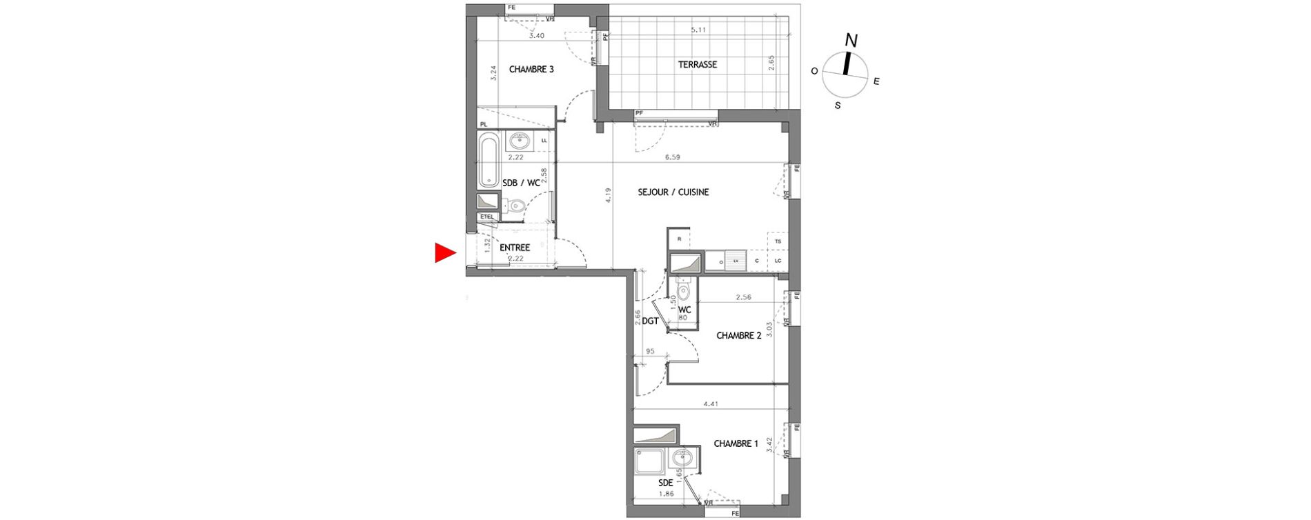 Appartement T4 de 72,95 m2 &agrave; Bussy-Saint-Georges Bussy st georges