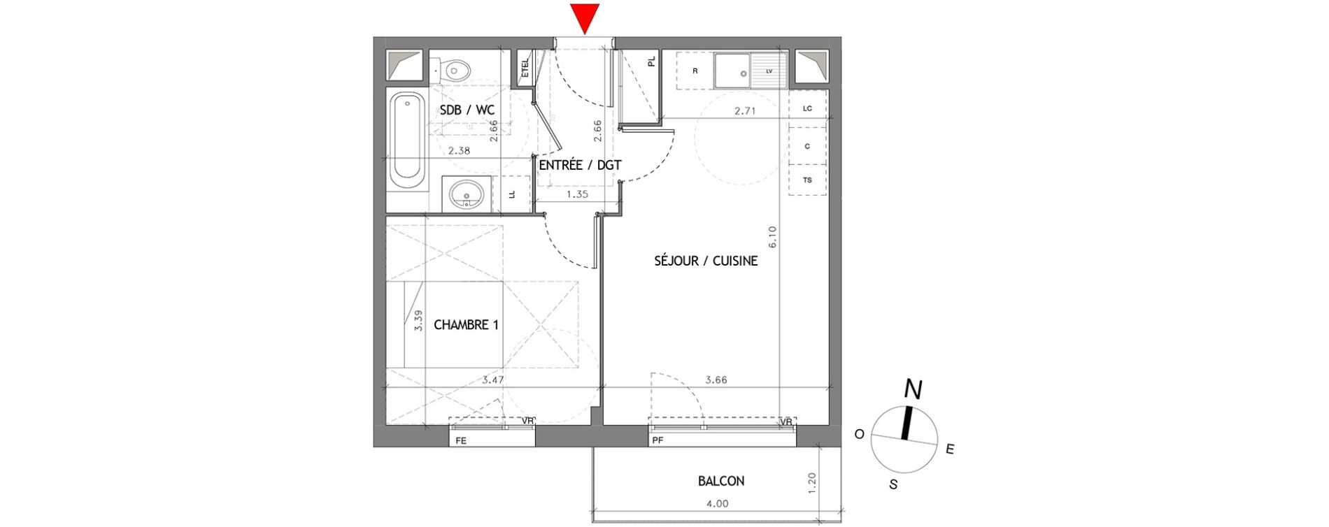 Appartement T2 de 42,07 m2 &agrave; Bussy-Saint-Georges Bussy st georges