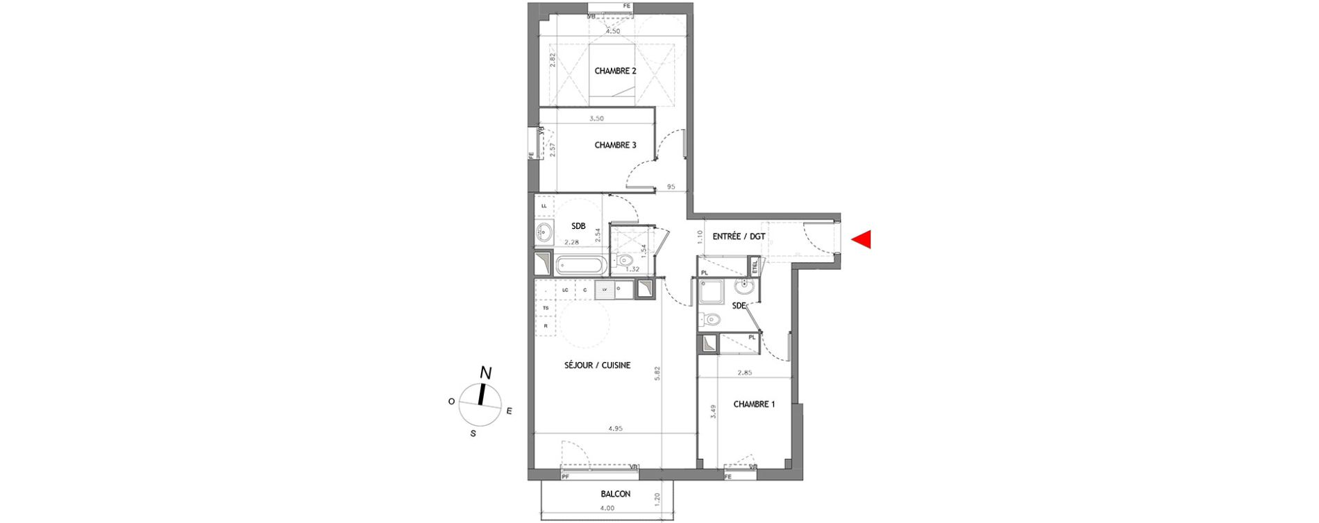 Appartement T4 de 86,50 m2 &agrave; Bussy-Saint-Georges Bussy st georges