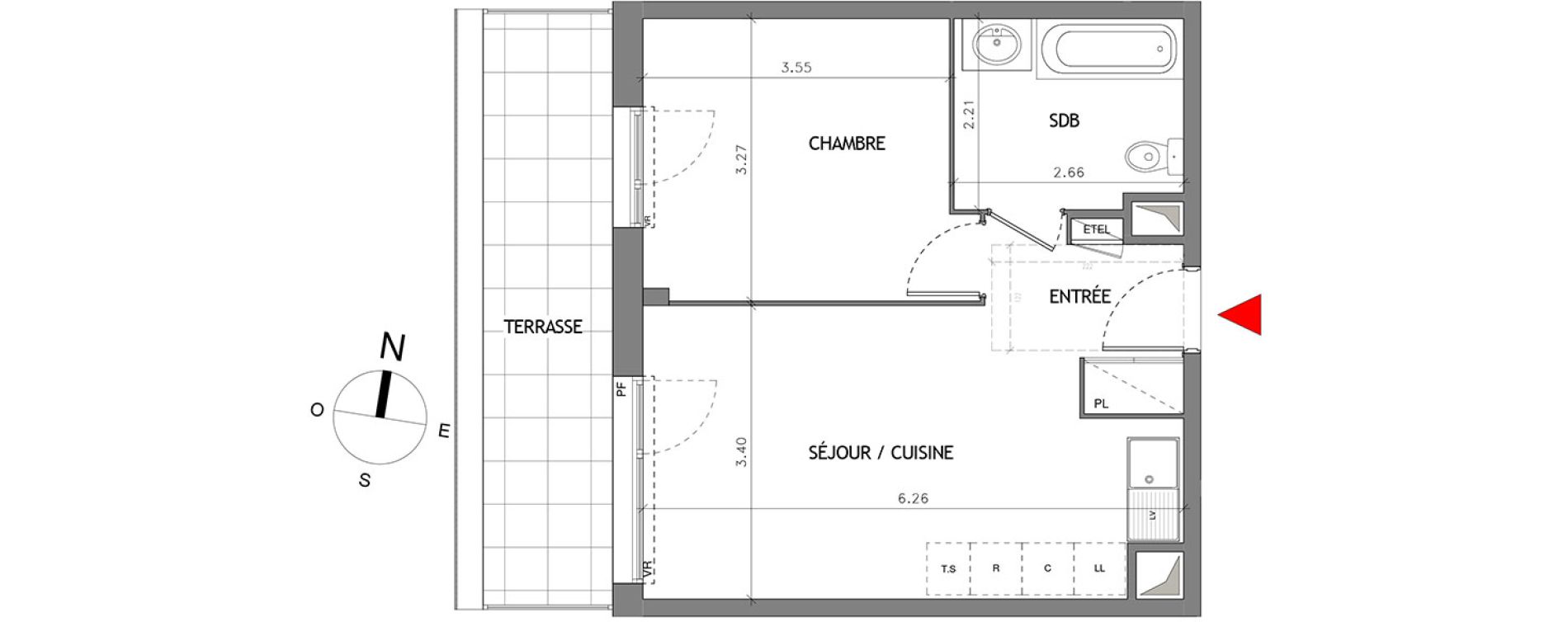 Appartement T2 de 40,38 m2 &agrave; Bussy-Saint-Georges Bussy st georges