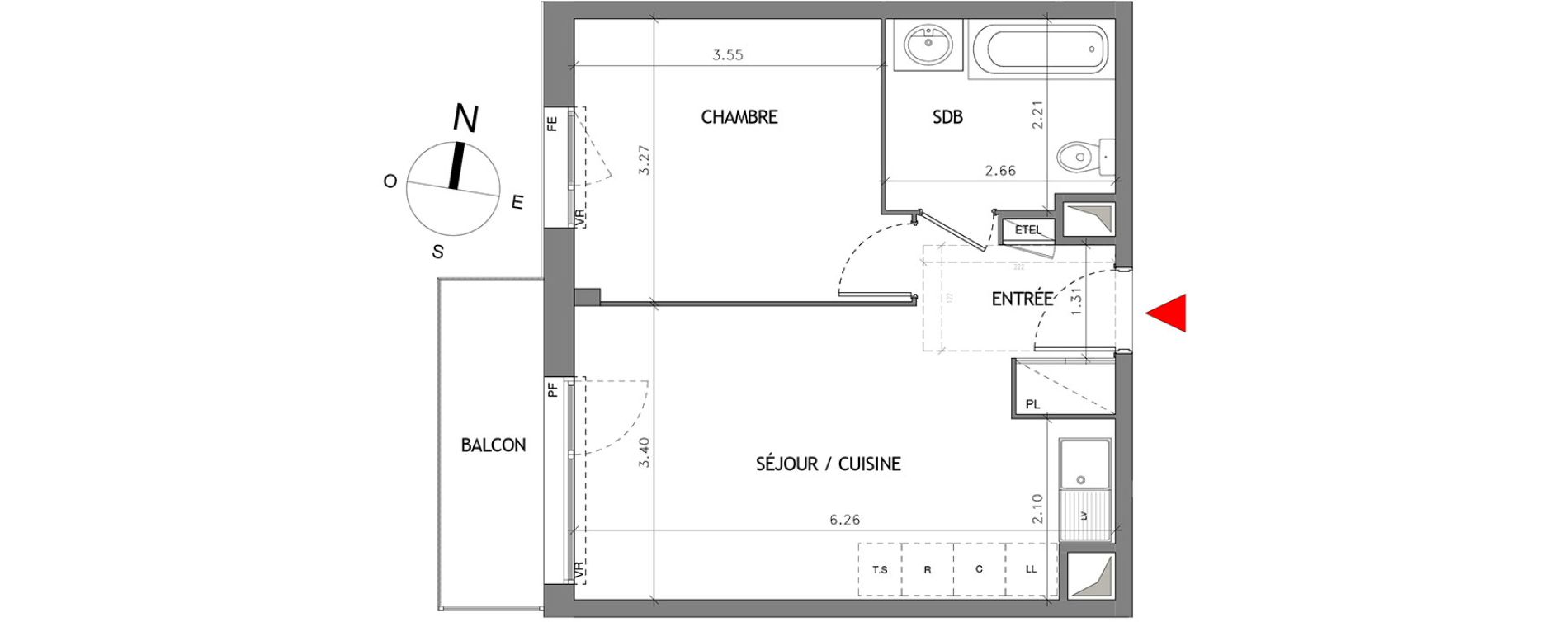 Appartement T2 de 40,38 m2 &agrave; Bussy-Saint-Georges Bussy st georges