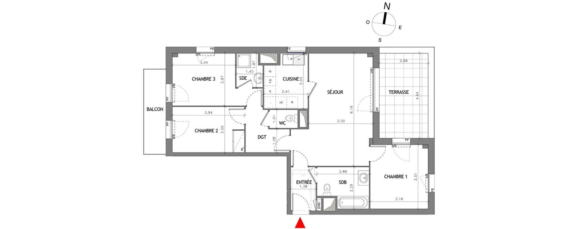 Appartement T4 de 79,73 m2 &agrave; Bussy-Saint-Georges Bussy st georges