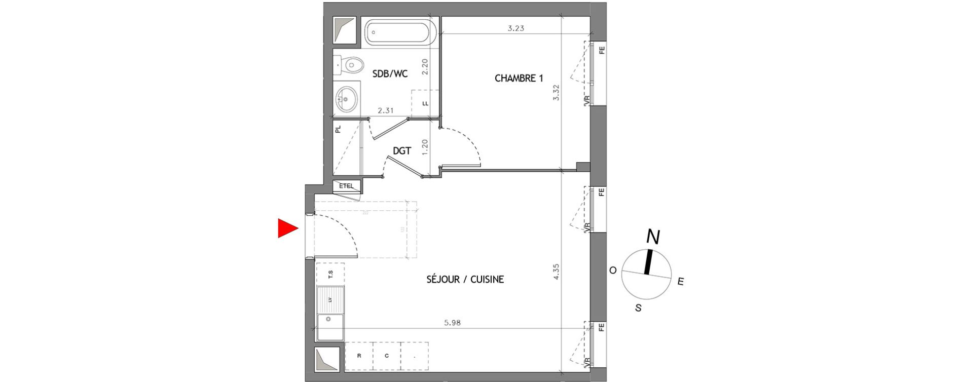 Appartement T2 de 42,97 m2 &agrave; Bussy-Saint-Georges Bussy st georges