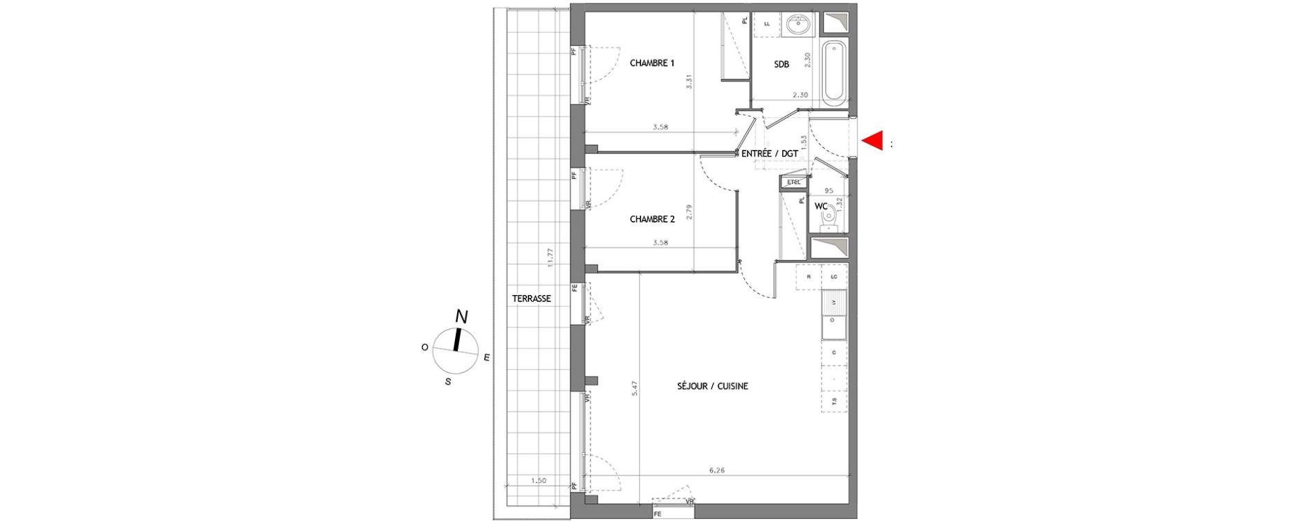 Appartement T3 de 70,41 m2 &agrave; Bussy-Saint-Georges Bussy st georges