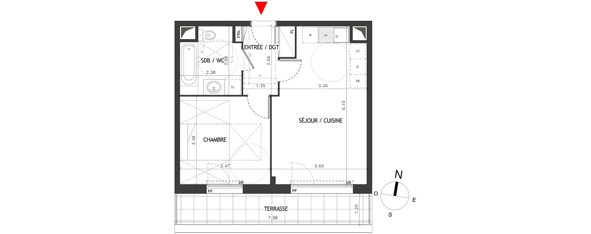 Appartement T2 de 42,07 m2 &agrave; Bussy-Saint-Georges Bussy st georges