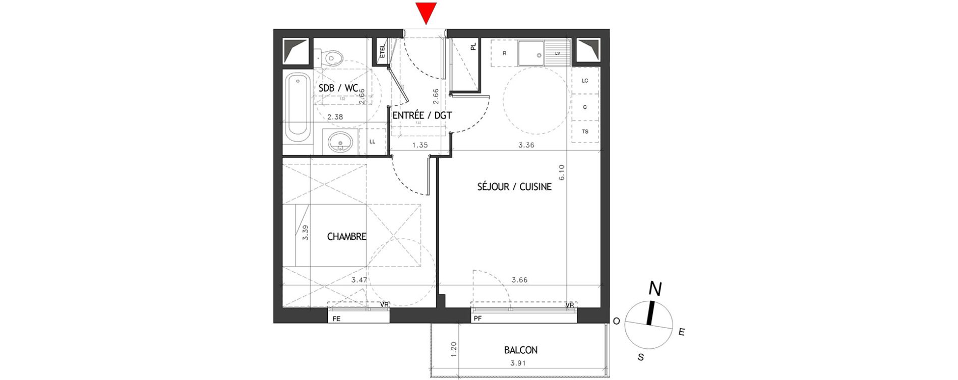 Appartement T2 de 42,00 m2 &agrave; Bussy-Saint-Georges Bussy st georges