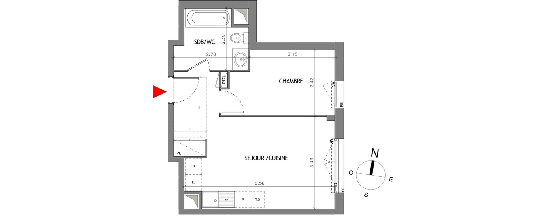 Appartement T2 de 36,56 m2 &agrave; Bussy-Saint-Georges Bussy st georges