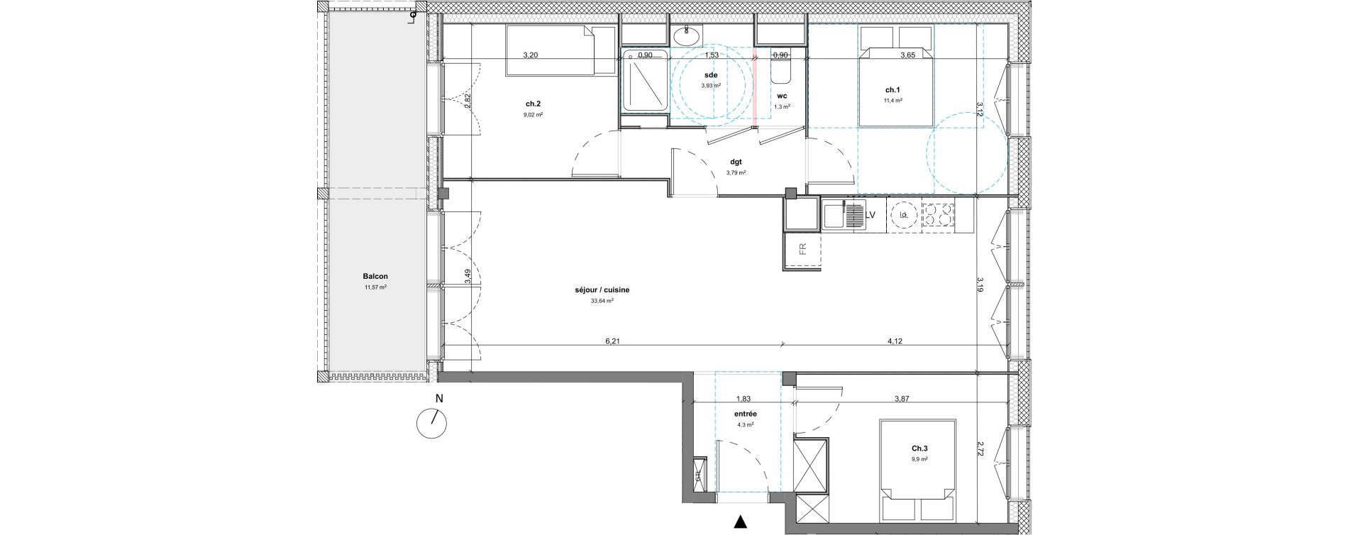 Appartement T4 de 77,28 m2 &agrave; Bussy-Saint-Georges Sycomore