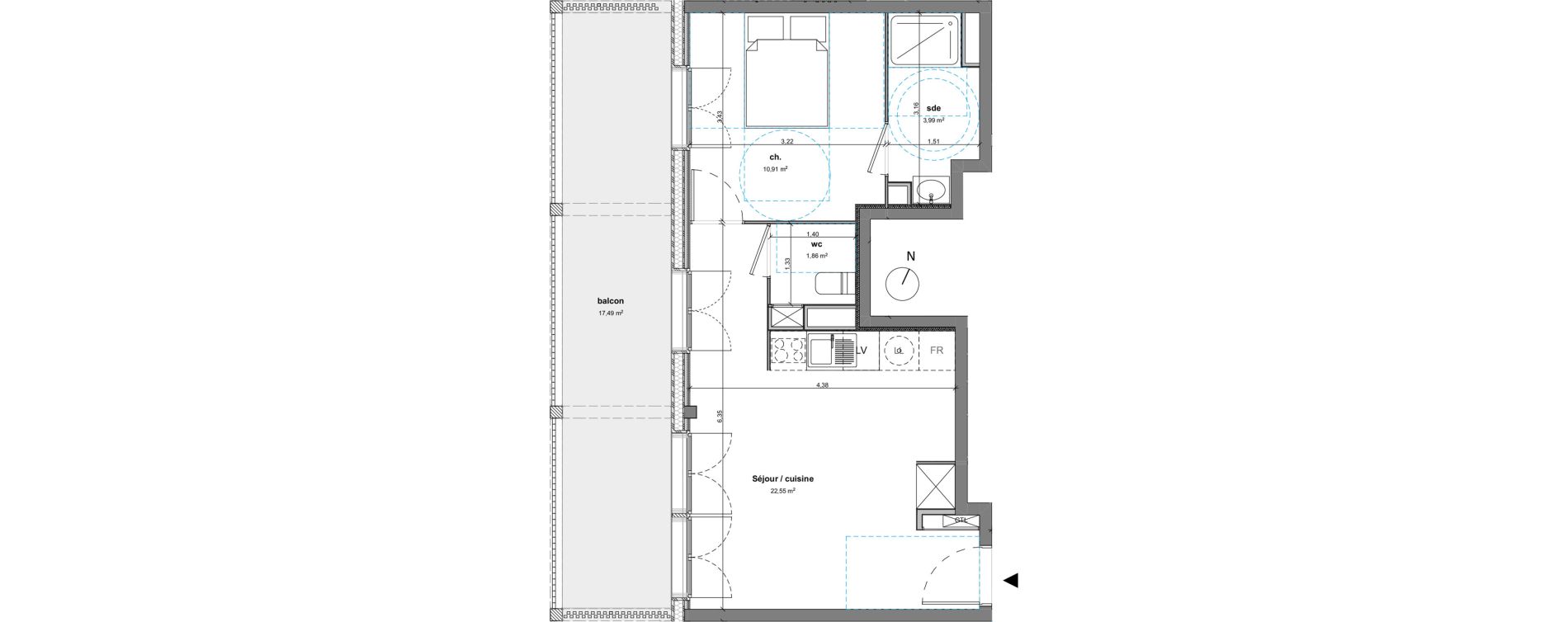 Appartement T2 de 39,31 m2 &agrave; Bussy-Saint-Georges Sycomore