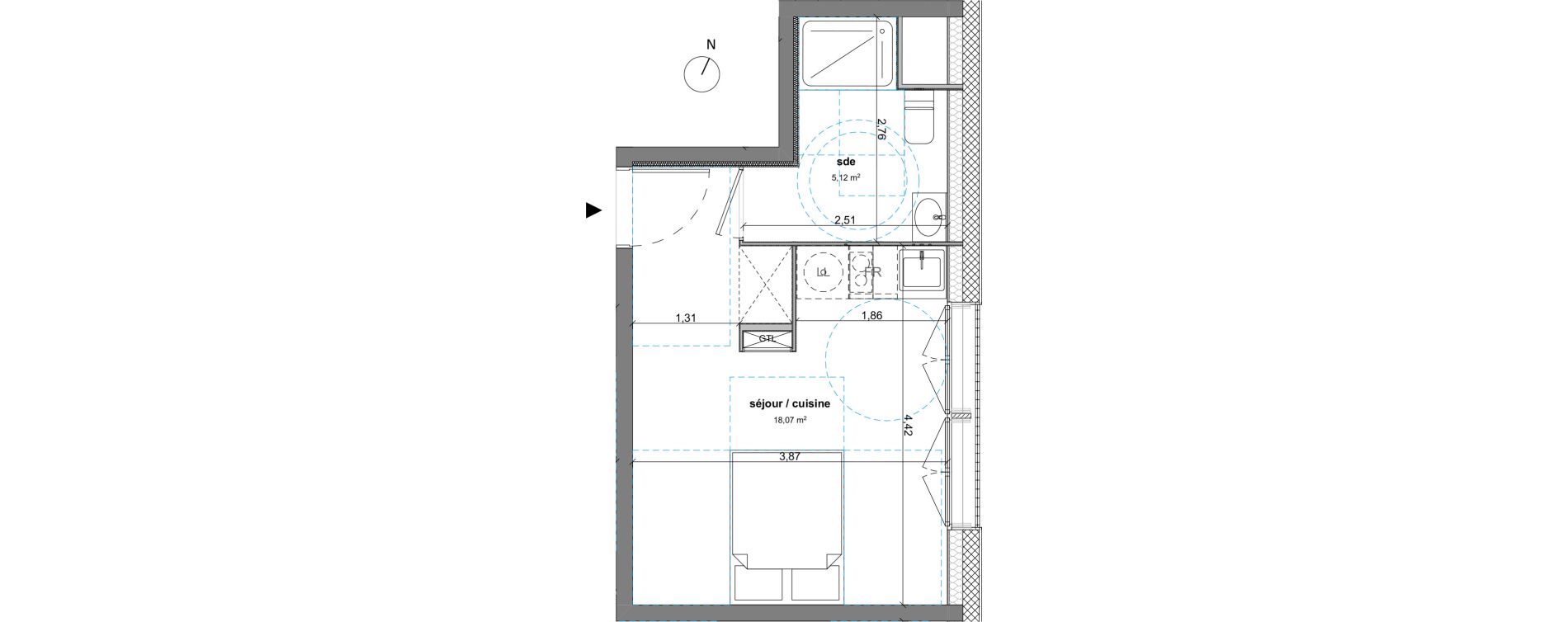 Appartement T1 de 23,19 m2 &agrave; Bussy-Saint-Georges Sycomore