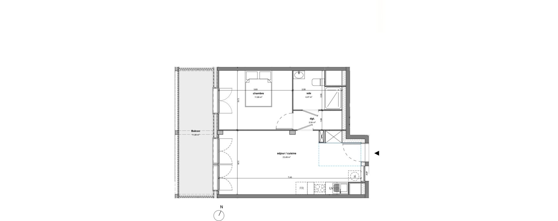 Appartement T2 de 42,39 m2 &agrave; Bussy-Saint-Georges Sycomore