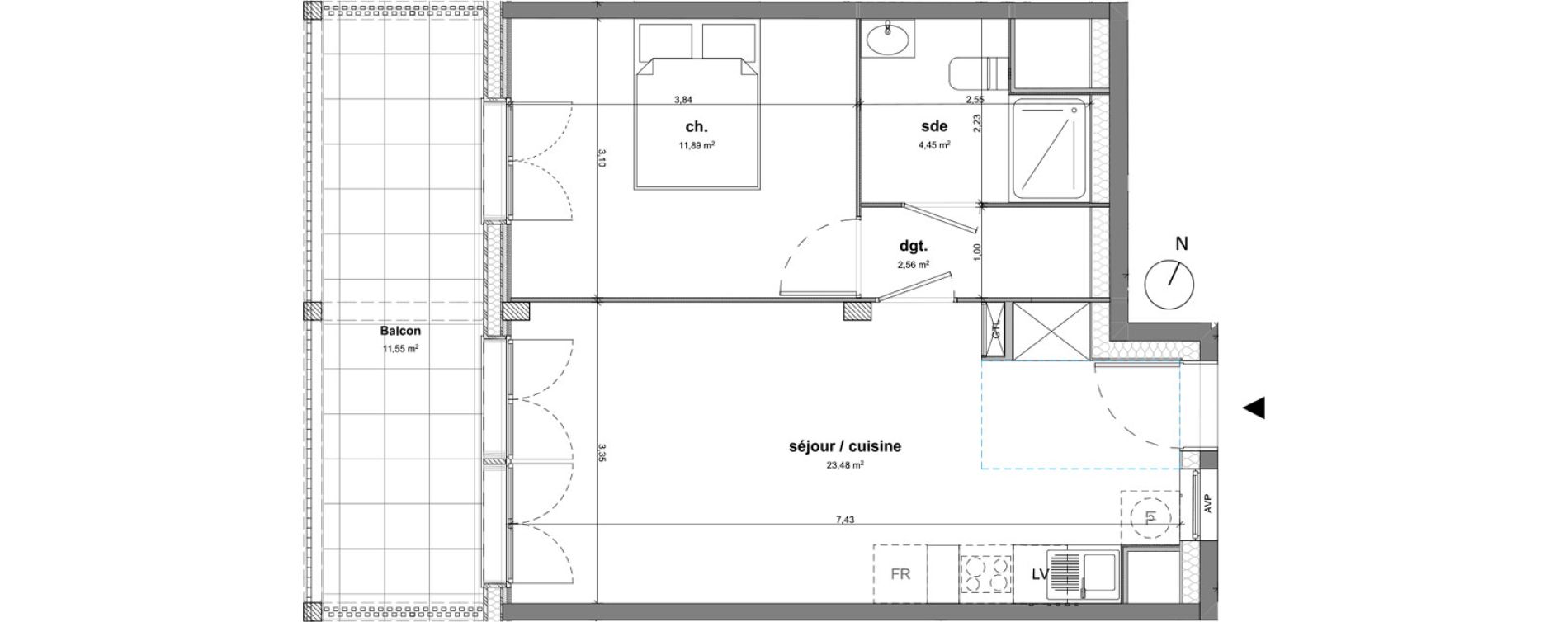 Appartement T2 de 42,38 m2 &agrave; Bussy-Saint-Georges Sycomore