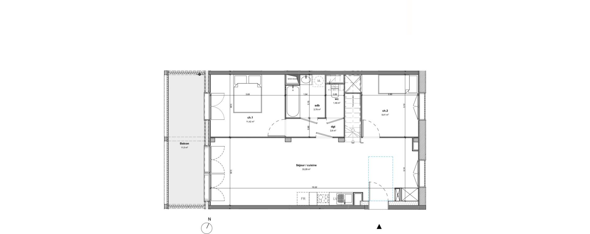 Duplex T4 de 81,90 m2 &agrave; Bussy-Saint-Georges Sycomore