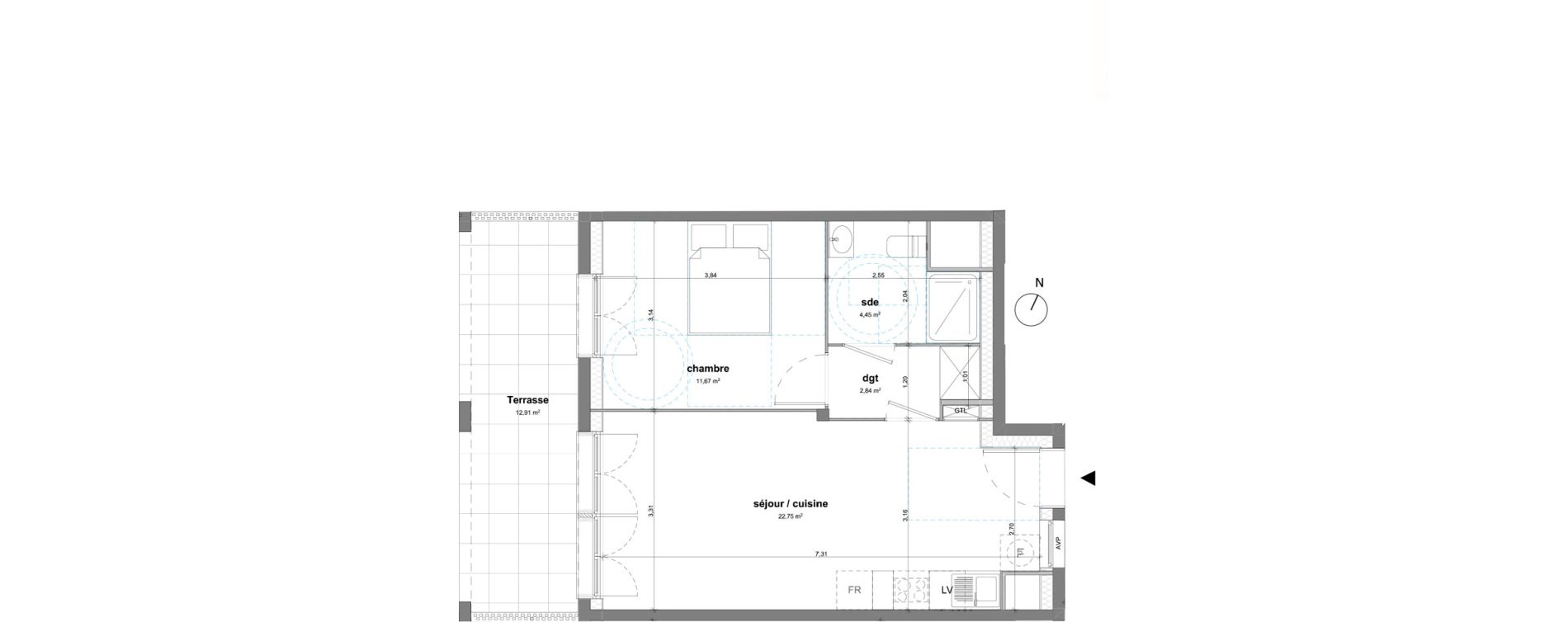 Appartement T2 de 41,71 m2 &agrave; Bussy-Saint-Georges Sycomore