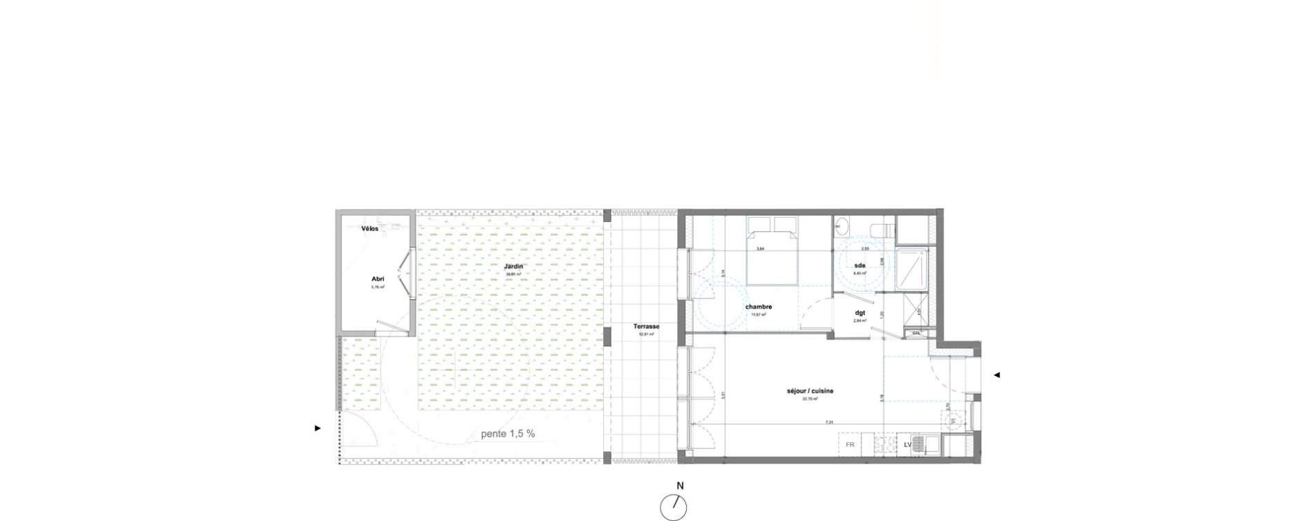 Appartement T2 de 41,71 m2 &agrave; Bussy-Saint-Georges Sycomore