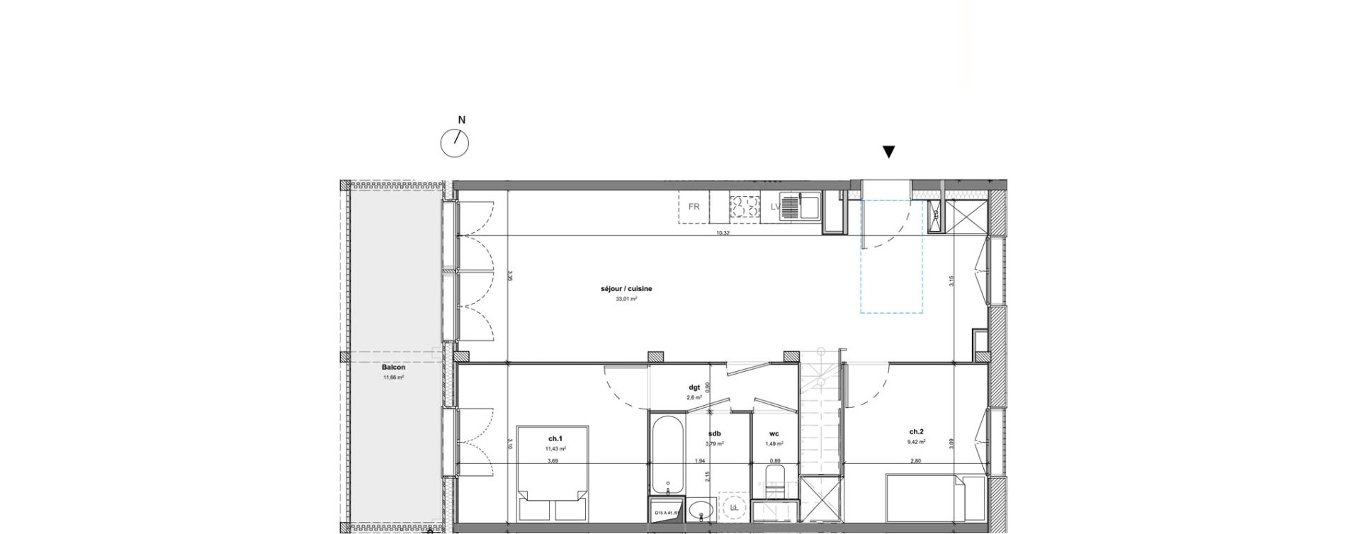 Duplex T4 de 81,69 m2 &agrave; Bussy-Saint-Georges Sycomore