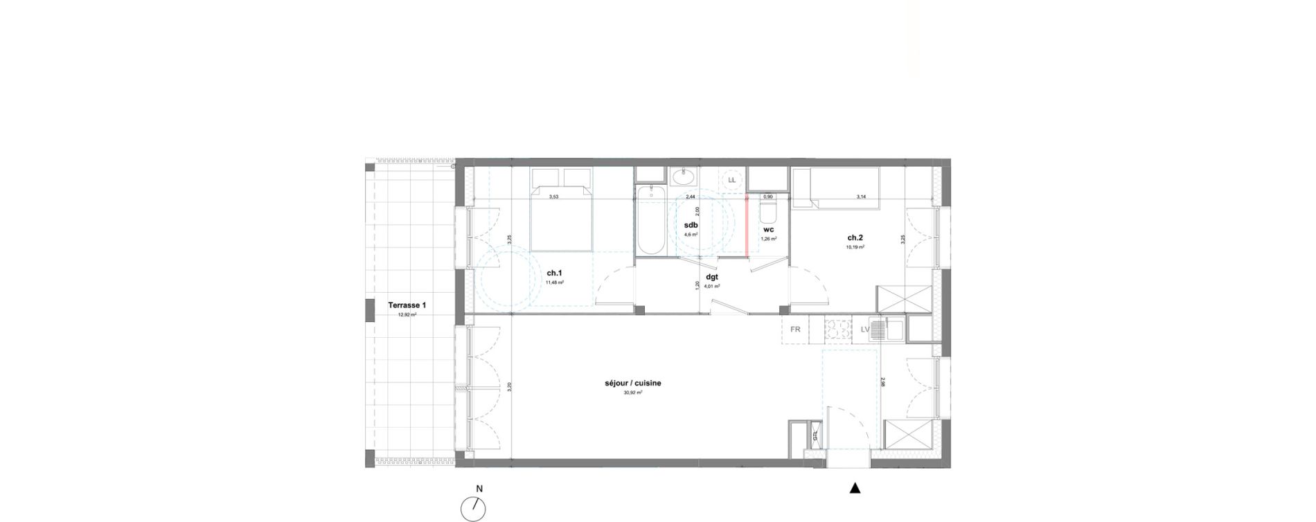 Appartement T3 de 62,46 m2 &agrave; Bussy-Saint-Georges Sycomore