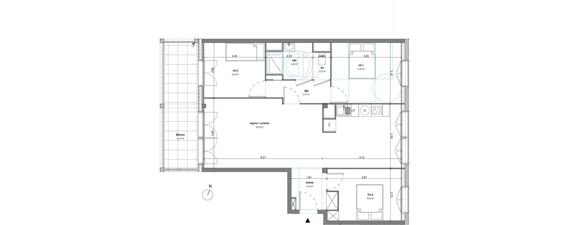 Appartement T4 de 79,38 m2 &agrave; Bussy-Saint-Georges Sycomore