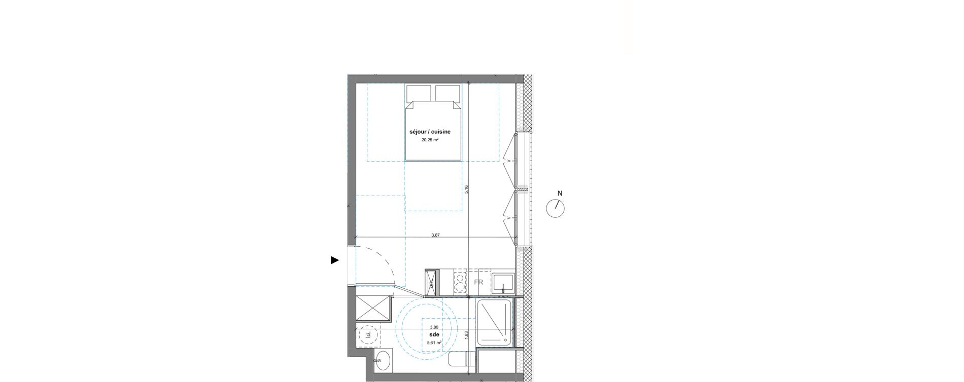 Appartement T1 de 25,86 m2 &agrave; Bussy-Saint-Georges Sycomore
