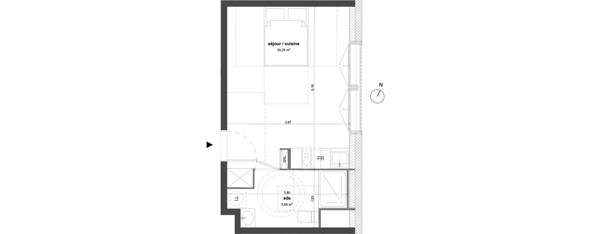 Appartement T1 de 25,94 m2 &agrave; Bussy-Saint-Georges Sycomore