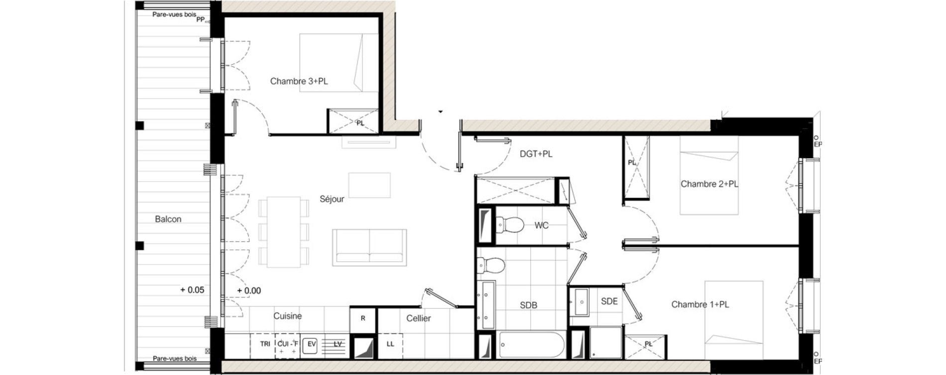 Appartement T4 de 81,75 m2 &agrave; Bussy-Saint-Georges Sycomore
