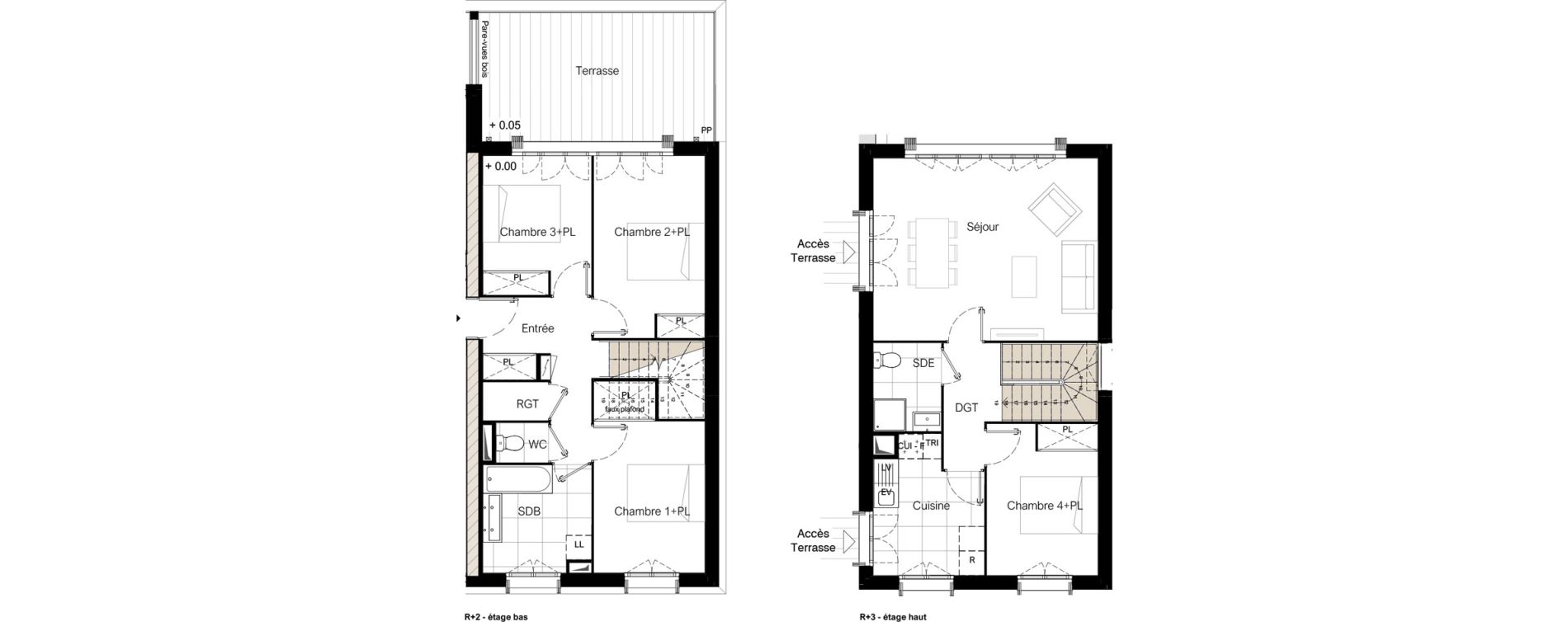 Duplex T5 de 100,54 m2 &agrave; Bussy-Saint-Georges Sycomore