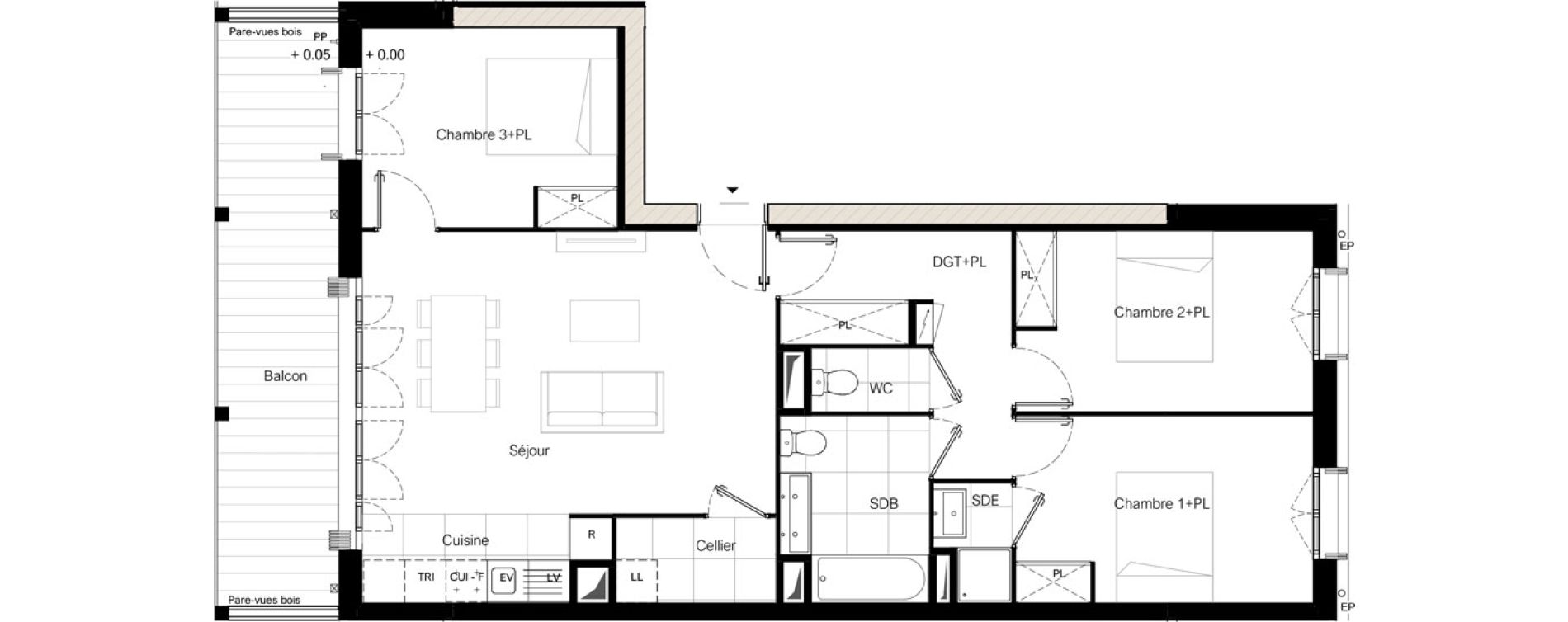 Appartement T4 de 82,34 m2 &agrave; Bussy-Saint-Georges Sycomore