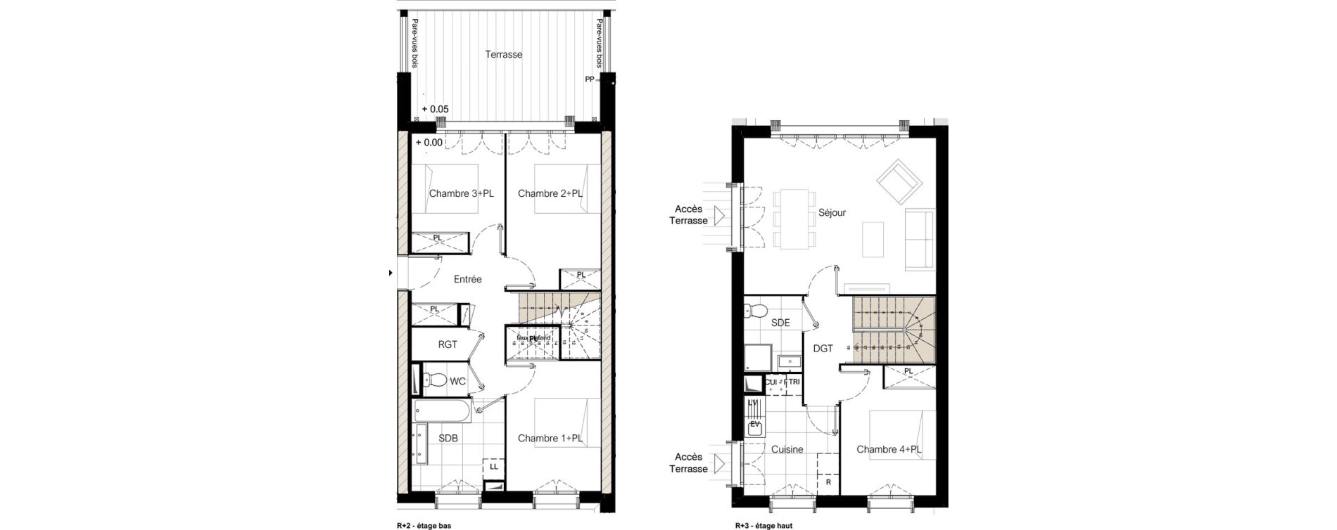 Duplex T5 de 100,31 m2 &agrave; Bussy-Saint-Georges Sycomore