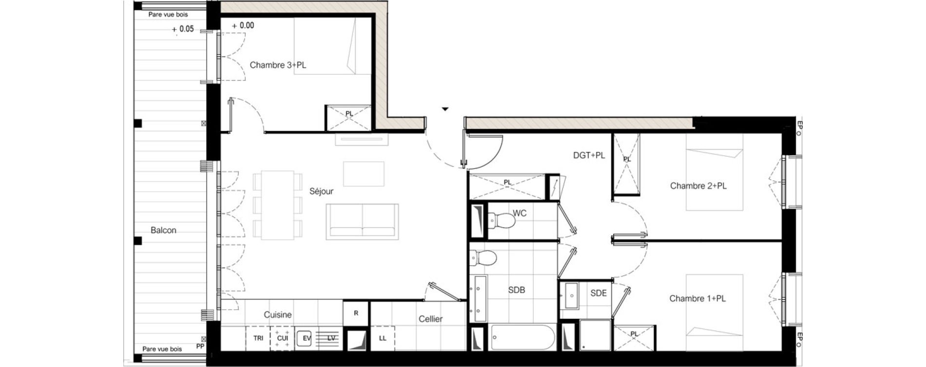 Appartement T4 de 81,93 m2 &agrave; Bussy-Saint-Georges Sycomore