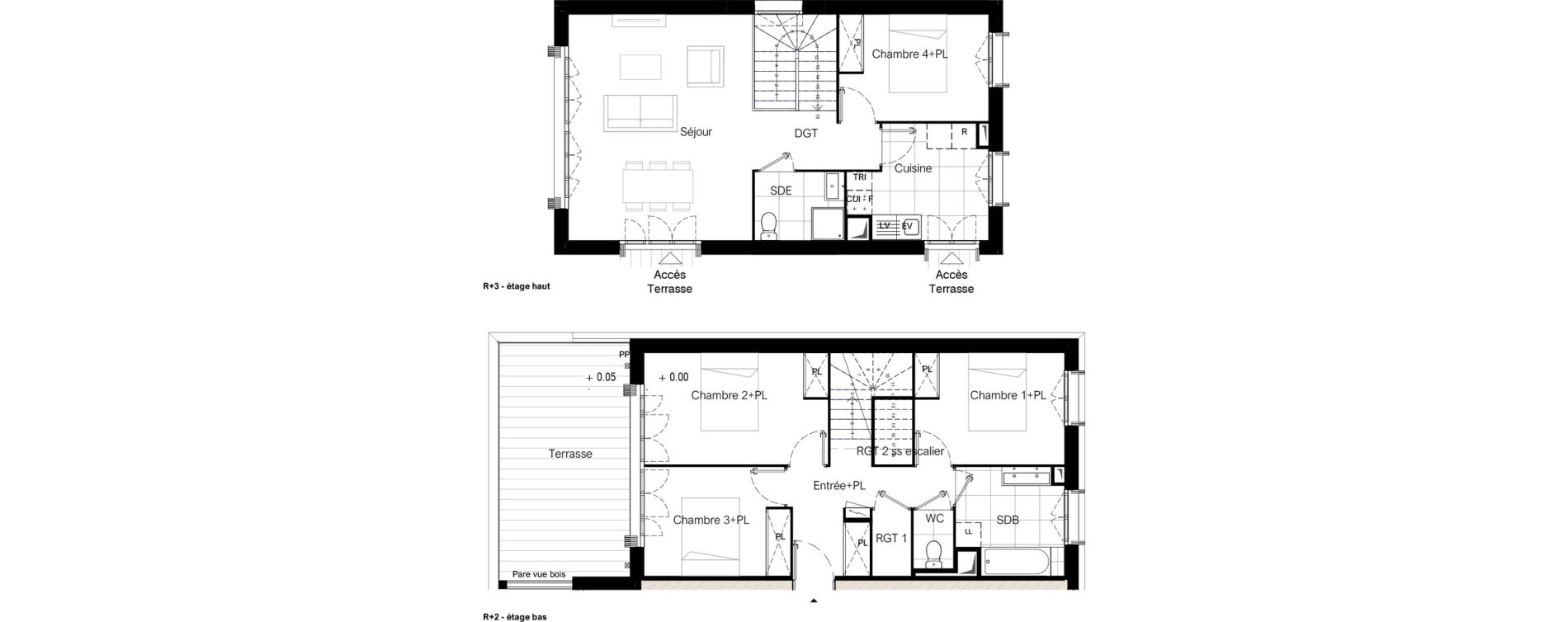 Duplex T5 de 99,82 m2 &agrave; Bussy-Saint-Georges Sycomore