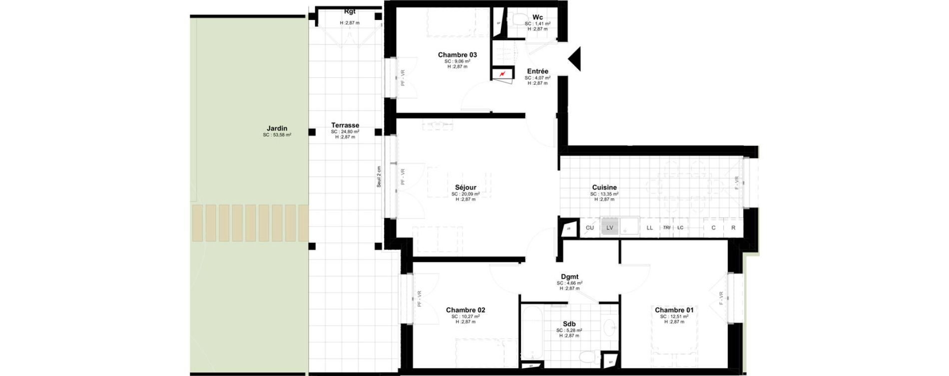 Appartement T4 de 80,70 m2 &agrave; Bussy-Saint-Georges Sycomore