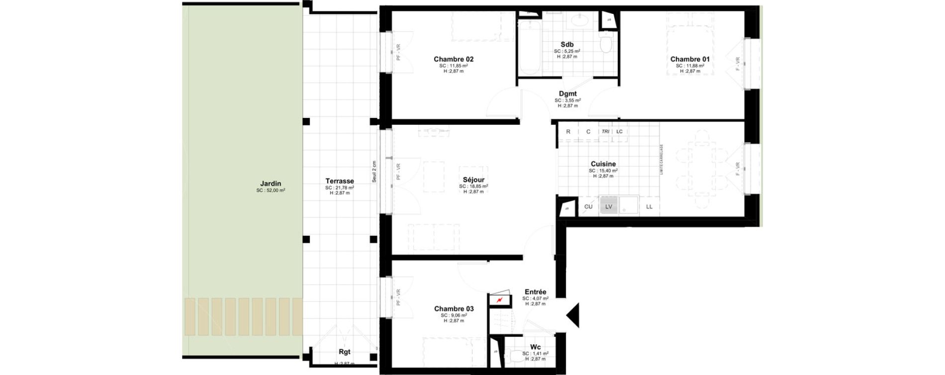 Appartement T4 de 81,32 m2 &agrave; Bussy-Saint-Georges Sycomore