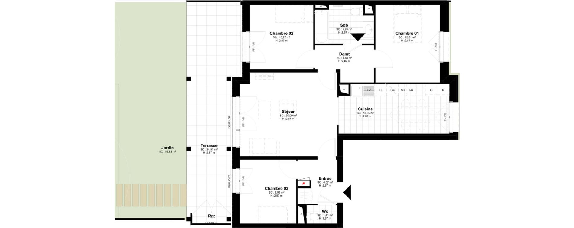 Appartement T4 de 80,70 m2 &agrave; Bussy-Saint-Georges Sycomore