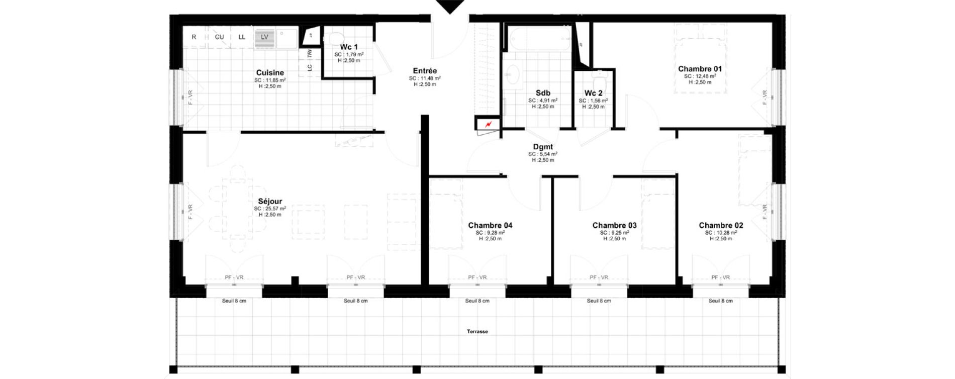 Appartement T5 de 103,99 m2 &agrave; Bussy-Saint-Georges Sycomore